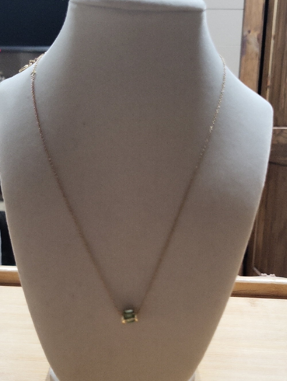 BaubleBar Gold Chain Necklace with Small Green Gem